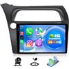 GOHHDL Android 15, 4G+128G GOHHDL Autoradio per Honda Civic VIII 2006-2011 con Wireless Carplay Android Auto, Touch Radio da 9 Pollici 2Din con GPS Navi WiFi Bluetooth FM/RDS EQ SWC Retrocamera&Mic