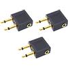 JZK Adattatore per Cuffie da Aereo, Convertitore Jack da 3,5 mm Maschio a 3,5 mm Femmina Placcato Oro per Cuffie Aeronautiche, Jack Aux Stereo (Confezione da 3)