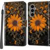 PHINIENLAND Cover per Samsung Galaxy S25 FE custodia portafoglio Crisantemo | 3 scomparti carte, 1 tasca banconote, Chiusura magnetica, Supporto, Pelle PU flip cover per Samsung S25 FE