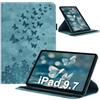 LSPCASA Custodia per iPad di 6a/5a generazione da 9,7 pollici 2018/2017 con | Custodia portafoglio in pelle PU con rotazione a 360 gradi e funzione stand, con portapenna, per tablet A1954 A1893 A1823
