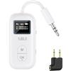 1Mii SafeFly Pro Trasmettitore Ricevitore Bluetooth da Aereo per 2 Cuffie | 2 in 1 Adattatore Bluetooth con 3.5mm AUX Jack, aptX Adaptive, 25h Autonomia per TV, Palestra, Stereo Casa, Autoradio
