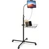 wishacc Supporto per tablet, supporto da pavimento regolabile con collo d'oca, base girevole con ruote, altezza regolabile (grande)