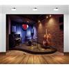 BELECO 1.5x1m Sfondo moderno per bar jazz per fotografia, sfondo per club musicali, pub, bar, interni, pianoforte, violoncello, rock roll, musica jazz blues, palco per concerti