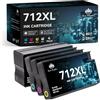 Toner Kingdom Cartucce d'inchiostro 712XL di ricambio compatibili per HP 712XL 712 cartucce d'inchiostro Combo Pack funziona con stampante plotter HP DesignJet T210 T230 T630 T650 Studio Plotter (confezione da 4
