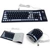 Techson Tastiera pieghevole in silicone, impermeabile, antipolvere, con cavo USB, digitazione silenziosa, design arrotolabile, layout UK, compatibile con PC, laptop (103 tasti, nero e grigio)