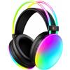 Generico DARMA SHOP Cuffie Bluetooth Wireless Over Ear con Microfono Integrato e Luci RGB, Cuffie Stereo con Comandi sul Padiglione, Design Ergonomico per Musica, Gaming e Chiamate, Nero