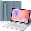 IVEOPPE Cover Tastiera per Samsung Galaxy Tab S10 Lite/S10 FE/S9 FE 10.9/S9 11 | Magnetico Staccabile Keyboard, Italiano QWERTY, Custodia Tastiera Senza Fili Bluetooth con Portapenna, Blu grigio
