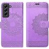 betterfon Custodia a portafoglio compatibile con Samsung Galaxy S21 FE 5G, con scomparti per carte di credito, chiusura magnetica, colore viola