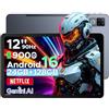 DOOGEETab U12 Android 16 Tablet 12 Pollici FHD+ 90Hz, 24GB RAM(6GB+18GB Estesa) 128GB ROM, UNISOC T7255 Octa-Core, Batteria 9000mAh, WIFI 5, Widevine L1, 13MP+8MP Fotocamera, Jack 3.5mm, Grigio