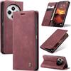 Samokor Cover per Xiaomi Redmi 14C 5G Pelle Flip Custodia Cavalletto Portafoglio Magnetica Carta Fessura Antiurto per Xiaomi Redmi 14C 5G,Vino Rosso