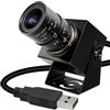 ELP Telecamera USB a 640 fps, otturatore globale monocromatico ad altissima velocità, webcam 120 fps/210 fps/420 fps, obiettivo zoom manuale 4X da 2,8-12 mm, plug & play per Raspberry Pi Laptop