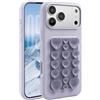 Rokmym Custodia per iPhone 17 Pro Max, in silicone, con ventosa, a forma di cuore, in morbido silicone, antiurto e antigraffio, grigio chiaro