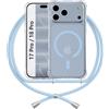 ANFAIRLACE Cover Cordino Compatibile con iPhone 18 Pro / 17 Pro, Azzurro | Custodia Laccio Trasparente Silicone Morbido Regolabile Antiurto Rinforza Angoli Cuscino d'Aria Chiaro Case