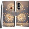 PHINIENLAND Cover per Samsung Galaxy S25 FE custodia portafoglio Dente di leone | 3 scomparti carte, 1 tasca banconote, Chiusura magnetica, Supporto, Pelle PU flip cover per Samsung S25 FE