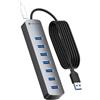 Yottamaster Hub USB 3.0 a 7 porte con cavo da 100 cm per desktop, splitter USB in alluminio da 5V3A, adattatore multiporta da 5 Gbps con porta USB-A per PC, laptop da 5V3A, MacBook