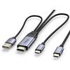 fairikabe Cavo da HDMI a USB C, 2,8 m, 4K60Hz, sorgente HDMI e alimentatore a convertitore display USB C, per Xbox PS5 Steam Deck Dock a Apple Studio Display, Nreal, Xreal, Xreal Beam, Rayneo, monitor touch
