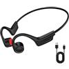 LEVMEK Cuffie a conduzione ossea Bluetooth 5.4, caschi sportivi IPX5 impermeabili, auricolari wireless con microfono, cuffie a conduzione ossea per corsa, ciclismo e fitness 8H autonomia