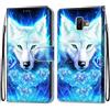 ShuiSu Q47 - Custodia a portafoglio in pelle vegana per Samsung Galaxy J6 Plus/J6+, custodia protettiva a portafoglio con bel motivo con chiusura magnetica, cavalletto e tasche per carte di credito