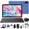 Generic Tablet 10 Pollici Android 15 con Tastiera- 36GB RAM+ 256GB ROM(1TB TF), Octa-Core | WiFi 6 | 8000mAh | 1280 * 800 | 8MP+5MP | Widevine L1 | Bluetooth 5.0, Tablet in Offerta con Mouse - Blue