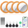 QCOQ Air Tracker Tag 4 pezzi Arancione Compatibile con Apple Dov'è (solo iOS) | Bluetooth Trova Oggetti, Smart Tracker Localizzatore e Bagagli/Valigie/Portafogli, Chiavi Tag Tracking, Batteria Sostituibile