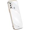 RankOne La Custodia del Telefono è Adatta per OPPO A53 / OPPO A53s (6.5 Inches), Case per Cellulare in Silicone con Telaio Galvanico - Bianco