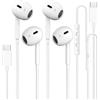 SGRLRT 2 Pack Cuffie USB C per iPhone 17 16 15 Pro Max, Hi-Fi Stereo USB C Auricolari con filo, In-Ear Cuffie Type C con Microfono per Galaxy S25 Ultra S24 S23 S22 S21 S20 A54, Google Pixel 8 9, Bianco