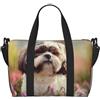 YUNWEIKEJI Cane Shih Tzu, Borsa da viaggio grande borsa a tracolla da spiaggia - Borsa tote con manici e cinghie