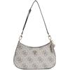 GUESS borsa a tracolla Noelle II Top Zipper Shoulder Bag Dark Taupe Logo avorio