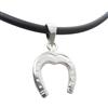 Cozzi Gioielli Ferro da Cavallo : Ciondolo in Argento 925 e Collana in Caucciù con chiusura in Argento 925 - Pendente con Girocollo - Equitazione - Maneggio
