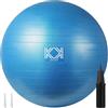 KK Palla da ginnastica anti-scoppio, palla fitness per yoga, pilates, allenamento svizzero con pompa a mano (blu: 55 cm)