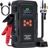 Povasee Booster Avviamento Auto con Compressore Aria 150 PSI, 9000A Gonfiatore per Pneumatici con Spegnimento Automatico, 12V Avviatore Batteria (10L Benzina/8L Diesel), LED, Uscita USB (Arancione)