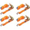UNITRAILER Set 4 Cinghie di ancoraggio con cricchetto 6m 35mm 2t Arancioni kit fissaggio carico su furgone e rimorchio cinghie di trasporto professionale con gancio in acciaio alta resistenza