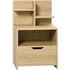 HOMCOM Comodino per Camera da Letto e Salotto, 45x35x73 cm Color Legno | Comodino in Legno, 2 Ripiani Aperti, Cassetto in Truciolato, Design Moderno, Spazioso