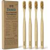 Dento Spazzolino da denti con setole di cinghiale e bambù (confezione da 4) - Setole di cinghiale di alta qualità - completamente biodegradabile - senza plastica e nylon - Design ad asciugatura rapida