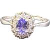 Generic Anello in tanzanite naturale, argento Sterling 925, taglio ovale con aureola di cristallo, misura regolabile. Gioielli benedibili, potenziati con energia. È la scelta migliore come regalo per la tua