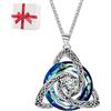 Generic Collana con Nodo della Trinità Celtico e Pietra del Mese di Nascita | Disponibile in 12 colori corrispondenti ai mesi di nascita; indossa il tuo simbolo di protezione; catenina regolabile