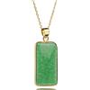 Generic Collane con ciondolo in giada verde per donna e uomo, gioielli regalo di buona fortuna in argento 925 placcato oro