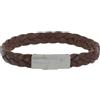 LES POULETTES BIJOUX - Bracciale Uomo Cuoio Marrone Scuro Intrecciato Piatto con Chiusura Acciaio Inossidabile