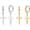 CERSLIMO Orecchini a cerchio in argento 925 oro, piccoli orecchini a forma di croce, set di orecchini da uomo