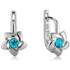 butterfly Orecchini Per Bambini In Argento Sterling Con Motivo Fiore E Cristallo Blu