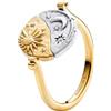PANDORA Anello con medaglione reversibile con sole e luna, in argento Sterling placcato oro 14 carati e zirconi, 164810C04