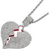 PAMTIER Collana con Ciondolo Cuore Spezzato Uomo Donna Catena di Diamanti Affascinanti Gioielli Hip Hop