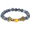 Epinki Bracciale Perline Uomo 8MM, Pietra Naturale Oro Doppio Drago Stretch Zirconi Acciaio Inossidabile 19CM