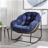 ZKLOEP Sedia a dondolo in rattan per esterni, con schienale imbottito, ingresso anteriore, soggiorno, patio, giardino, blu navy