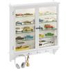 SoBuy Vetrina espositiva da parete con LED sensore, 4 ripiani in regolabili | Ripiani con profondità 10,4 cm, Vetrina espositiva con protezione antipolvere, Bianco, 68x13,5x68,5 cm, FSB114-E-W