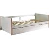 AVANTI TRENDSTORE - Mairano - Letto singolo con letto estraibile in legno massiccio nel colore bianco. Dimensioni LAP ca. 210x62x99cm