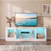buybyroom Mobile TV 148 cm con LED e Spazio, 1-Bianco | Mobile TV in Legno per TV 32-65 Pollici, Mobile Basso Autoportante, 148,5x32x51cm