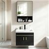 Aipunlus Mobile Bagno Sospeso con Lavabo e Armadietto a Specchio, Set da Bagno | Design Salvaspazio, Finitura Moderna, Ampio Spazio di Archiviazione, Set Completo con Rubinetto e Scarico
