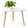 cecaro group Tavolino Triangolare 44x38x39 cm - Tavolino d'Arredo con Piano in MDF Bianco e 3 Gambe in Legno Naturale - Portata 20 kg - Comodino Salvaspazio per Soggiorno, Camera e Ingresso
