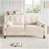 Soweiz Moderno divano a 2 posti, divano imbottito in tessuto ciniglia con cuscini spessi, divano per soggiorno, camera da letto, piccolo appartamento, mobili imbottiti design scandinavo (beige)
